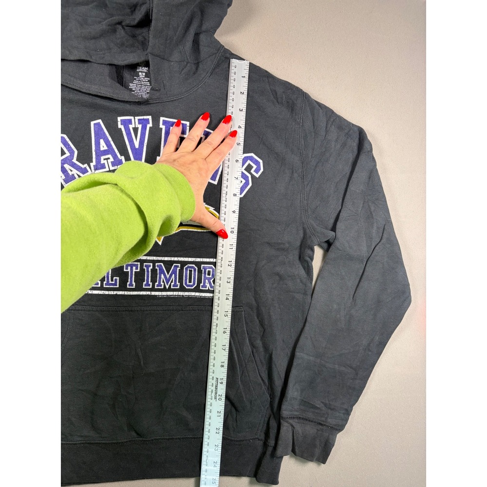 Baltimore Ravens NFL Team Apparel Hoodie Mens Medium Black Pullover Sweatshirt - Picture 6 of 7
